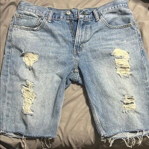 Levi's Light Blue Distressed Jean Shorts